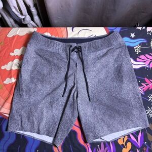 Lululemon Mens Board Shorts Grey Black Heathered Swim Trunks Size 36 Surf Summer